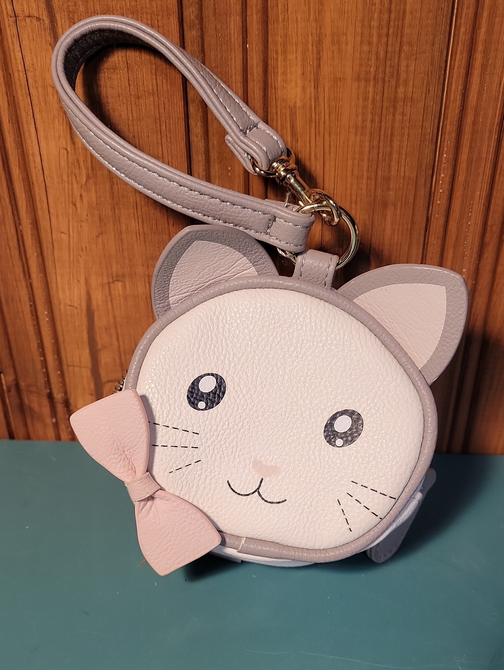 Betsey Hohnson Kids Cute Cat Wristlet Pouch in Light Pink and Gray